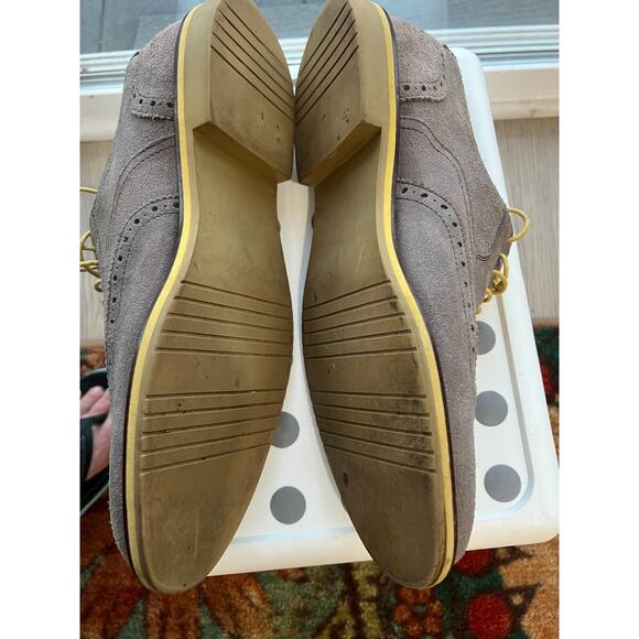 Banana Republic Wingtip Suede leather Oxfords Gray /Lime Men's shoes 9.5 - Picture 5 of 7